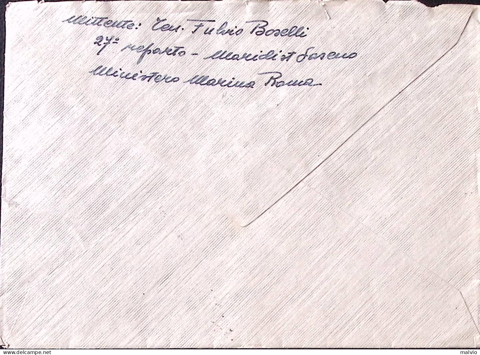 1943-SASENO/ISOLA C.2 (4.1) Su Busta Affrancata C.50 (251) Manoscritto Al Verso  - Saseno