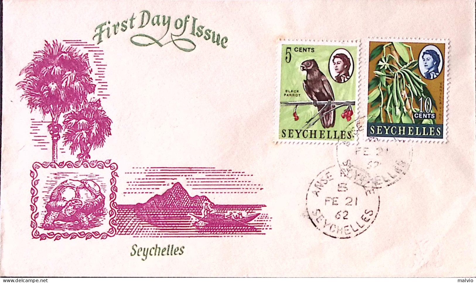 1962-SEYCHELLES Flora E Fauna C.5 E 10 (188/9) Fdc - Seychelles (...-1976)