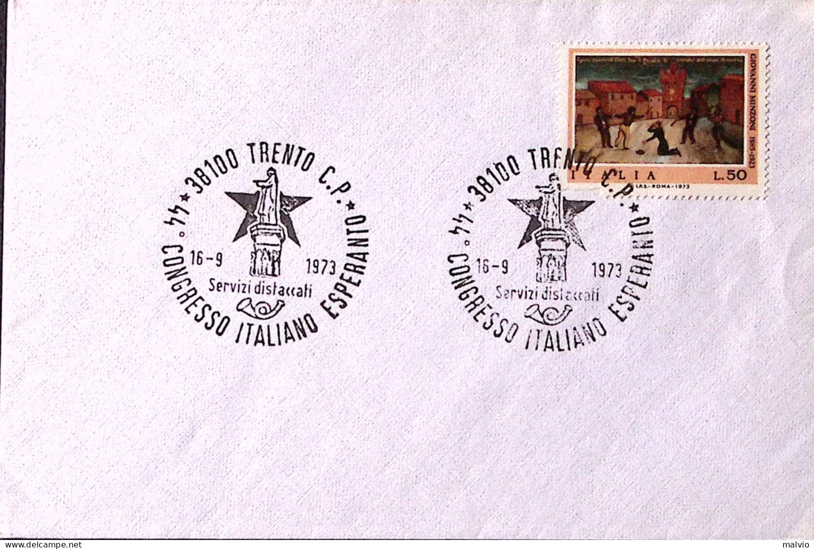 1973-TRENTO 44 CONGRESSO ITALIANO ESPERANTO (16.9) Annullo Speciale Su Busta - Esperanto