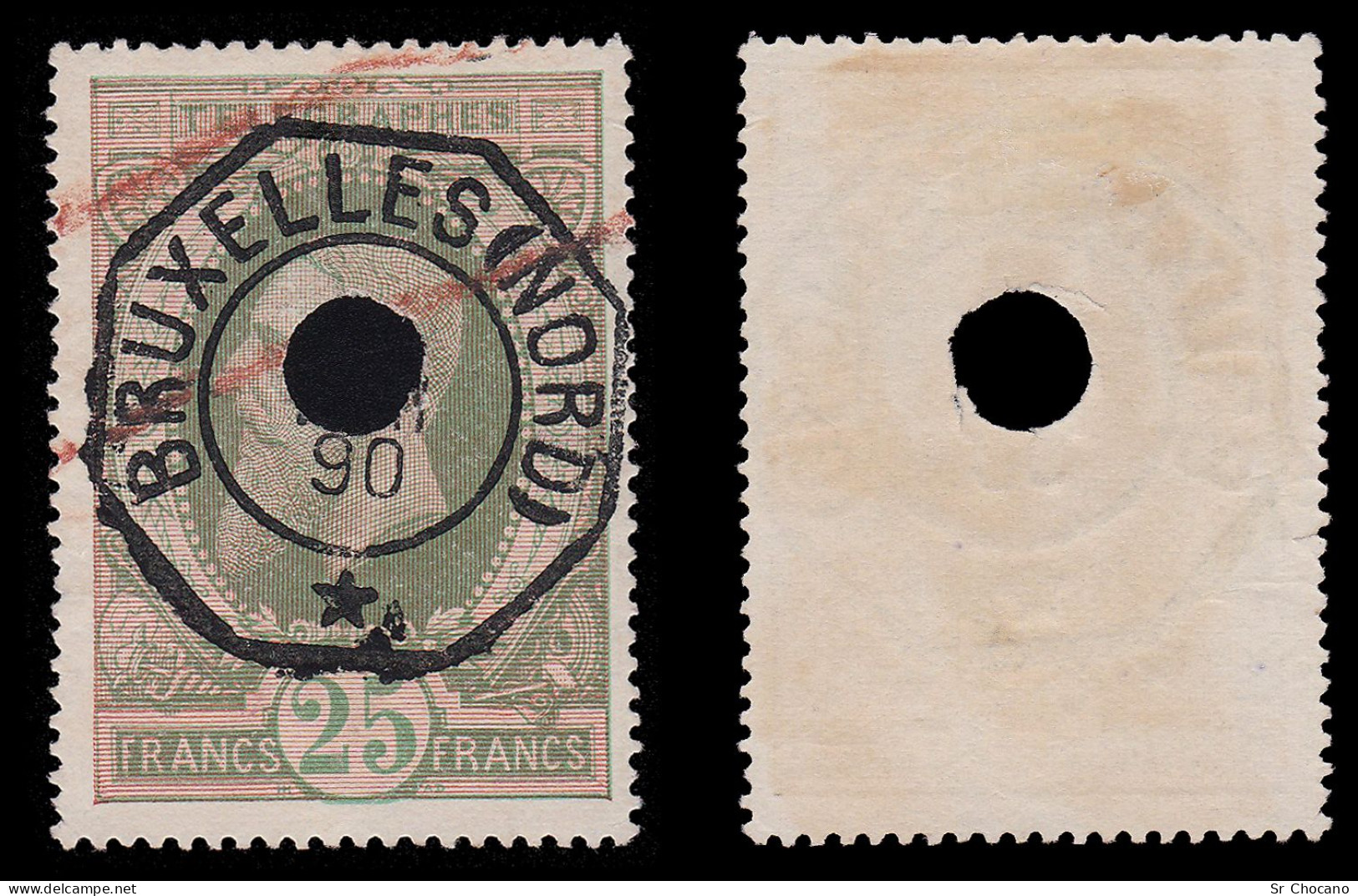 BELGIUM.TELEGRAPH.1889.25c.Yvert 10a.Perf 14 ½ X 15 ½ .USED - Francobolli Telegrafici [TG]