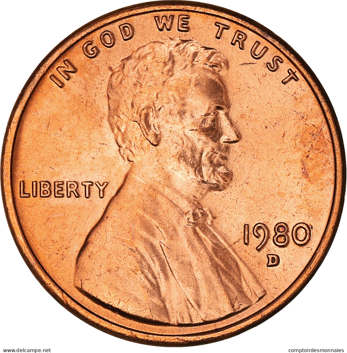 Monnaie, États-Unis, Lincoln Cent, Cent, 1980, U.S. Mint, Denver, FDC, FDC - 1959-…: Lincoln, Memorial Reverse