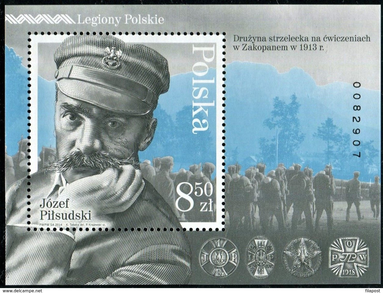 POLAND 2014 Michel Block 230 Polish Legions Jozef Pilsudski, Polish Army, Rifle Team Zakopane, Military **MNH - Unused Stamps