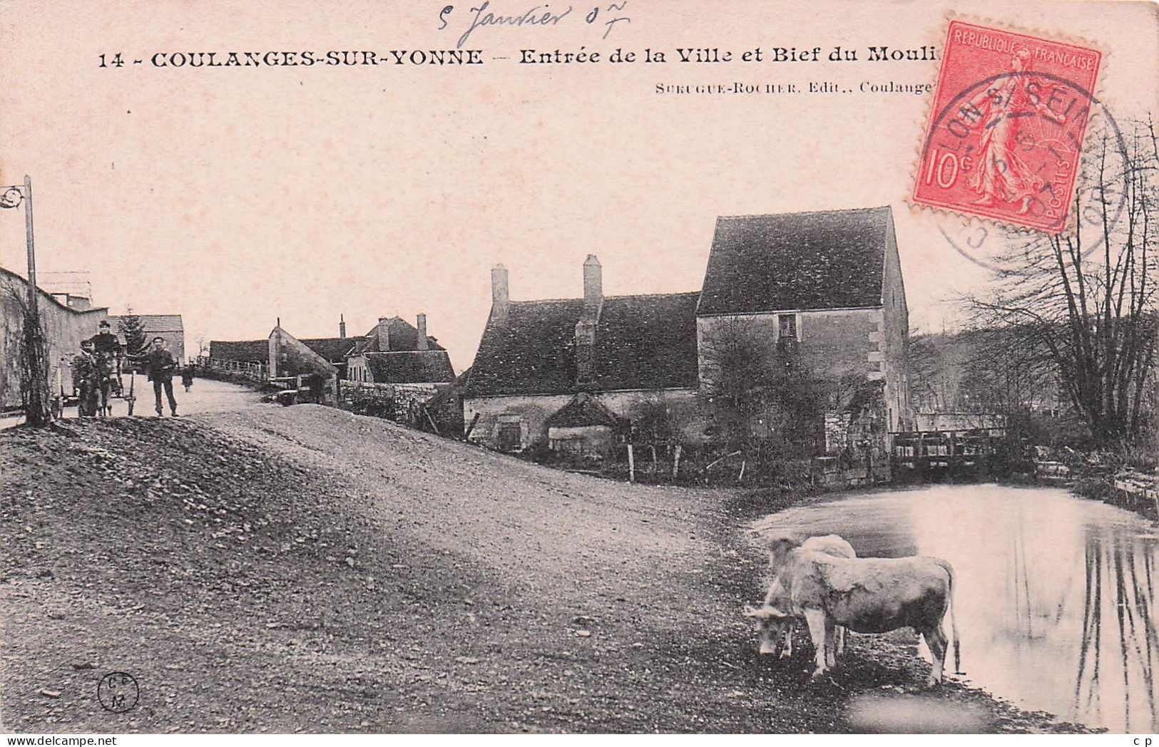 Coulanges Sur Yonne - Entree De La Ville Et Bief Du Moulin -   CPA °Jp - Coulanges Sur Yonne