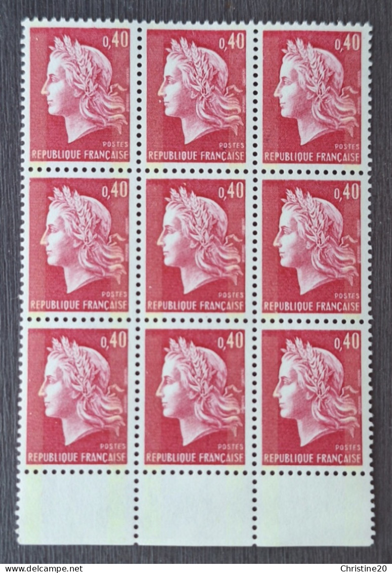 France 1969 N°1536Ba En Bloc De 9 BdF **TB Cote 27€ - 1967-1970 Marianna Di Cheffer