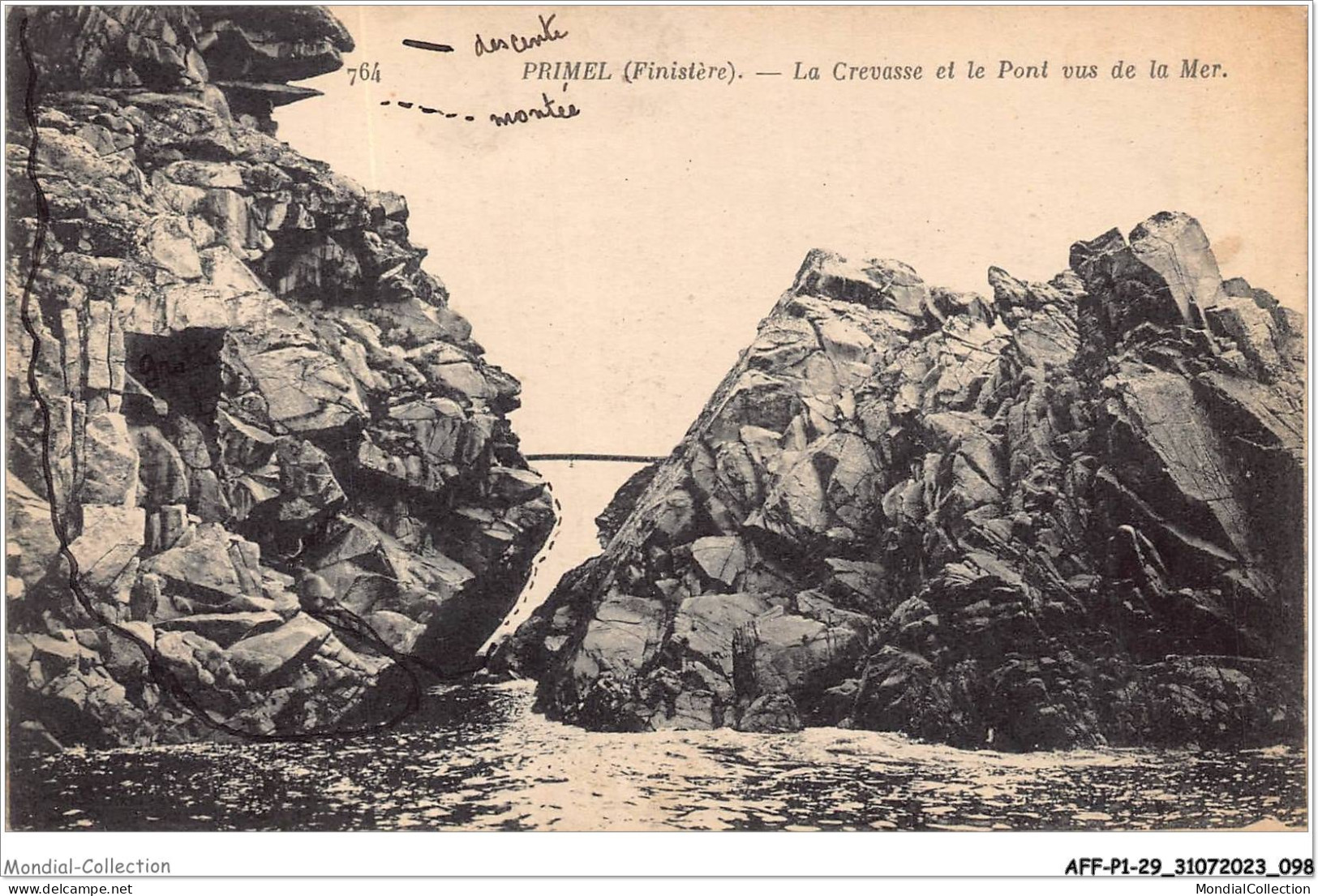 AFFP1-29-0050 - PRIMEL - La Crevasse Et Le Pont Vus De La Mer  - Primel