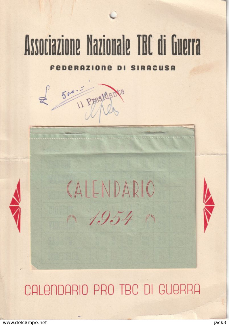 CALENDARIO - PRO TBC DI GUERRA - FEDERAZIONE DI SIRACUSA - Grand Format : 1941-60