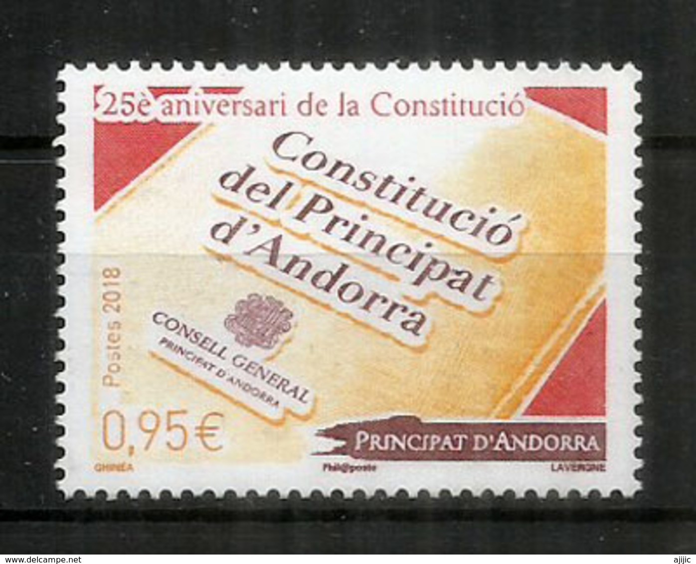 Constitucio Del Principat D'Andorra, Un Timbre NEUF ** Année 2018 - Unused Stamps