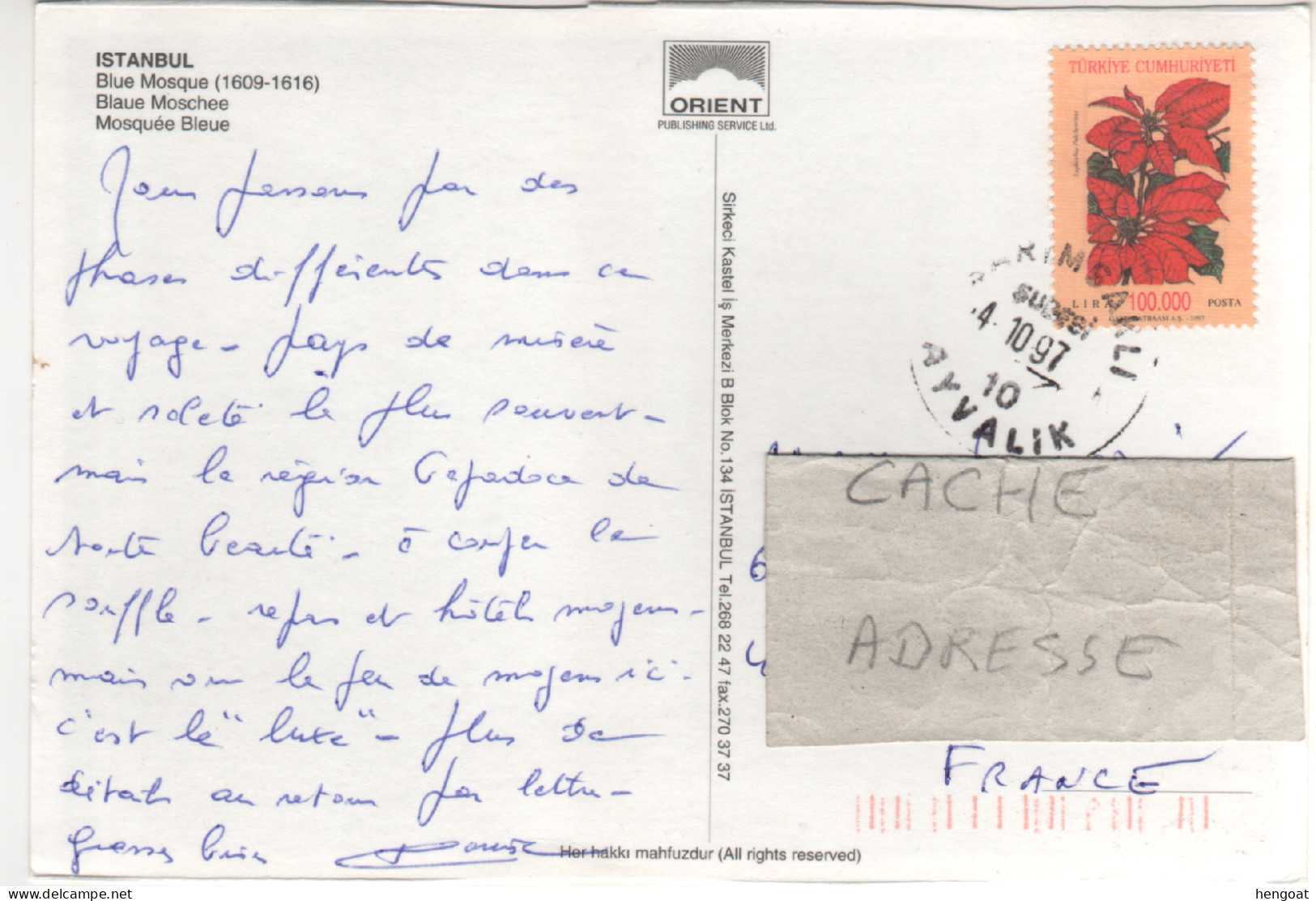 Timbre , Stamp " Fleur : Euphorbia Pulcherrima " Sur Cp , Carte , Postcard Du 04/10/97 - Storia Postale