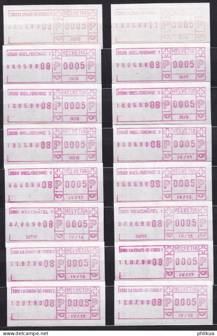 Postkreis IV / Sammlung FraMA - Alle Verschieden - La Chaux De Fonds, Biel/Bienne, Neuchâtel, Le Locle, Peseux - Postage Meters