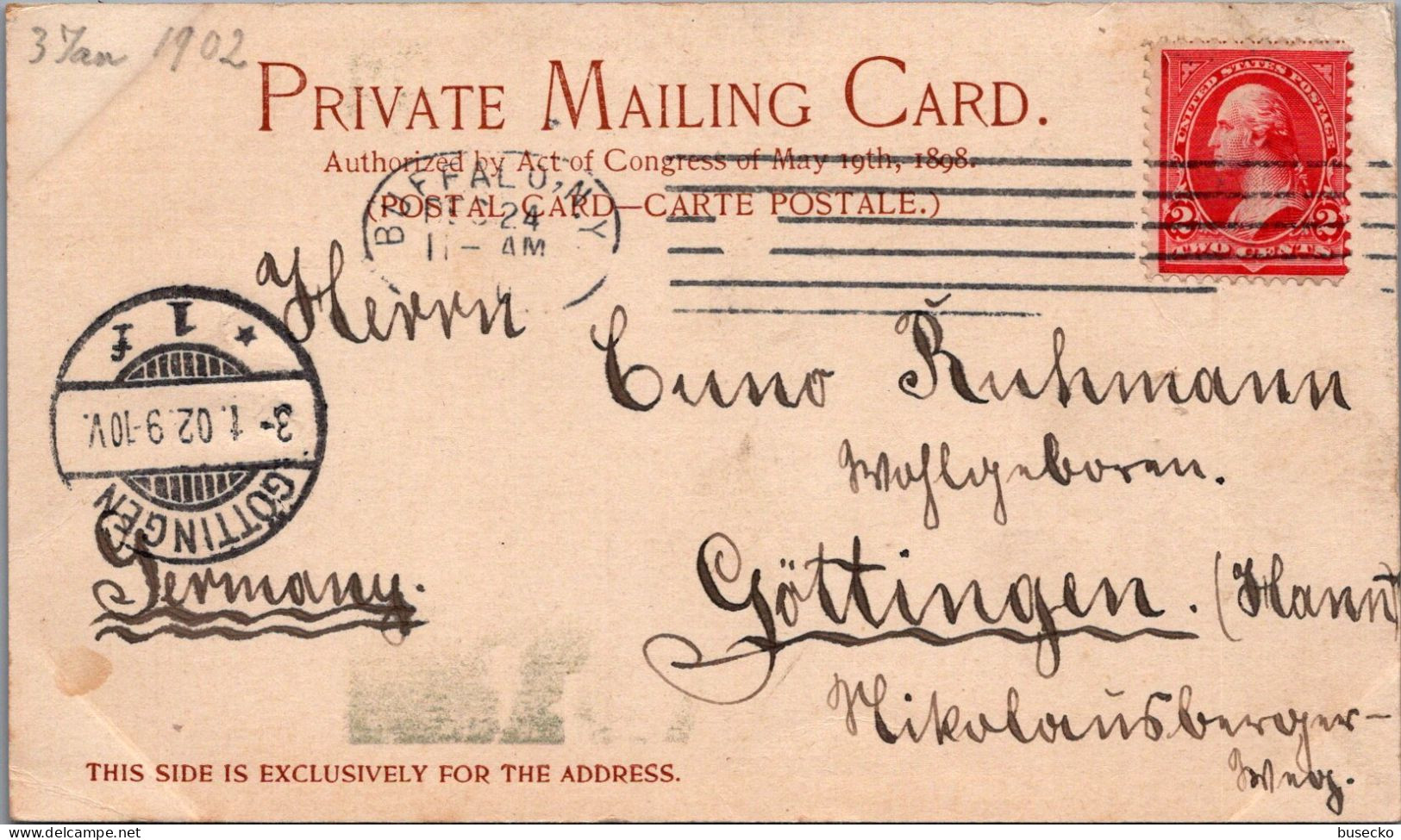 AMERICAN FALL From Goat Island Niagara Buffalo 1901 Brücke Bridge Private Mailing Card - Buffalo