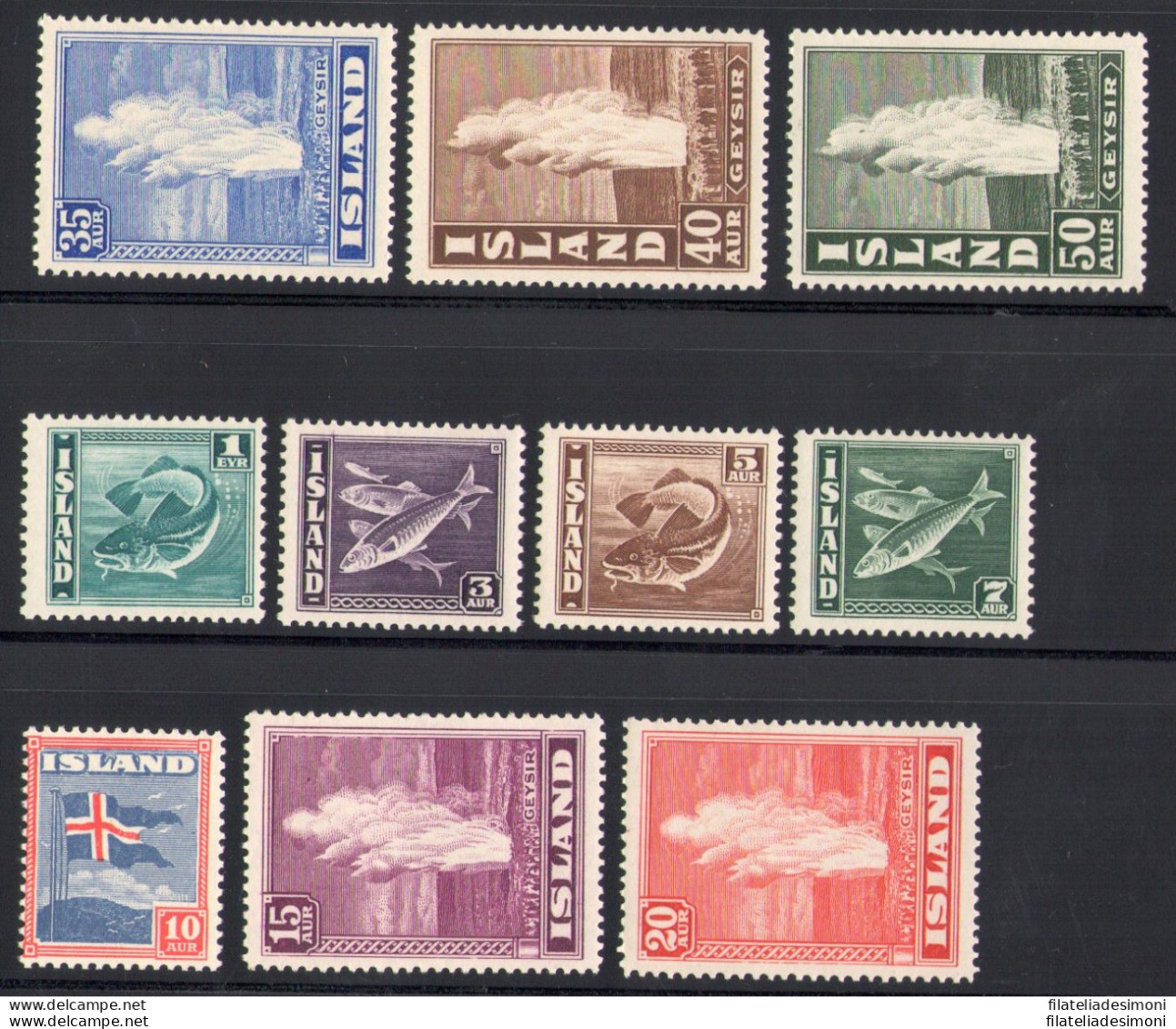 1938-39 ISLANDA ,  Soggetti Diversi , Serie Ordinaria, Pesci E Vulcani , N° 171 - Sonstige & Ohne Zuordnung
