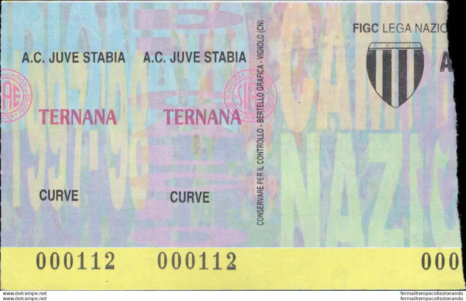 Bl59 Biglietto Calcio Ticket  Juve Stabia - Ternana - Biglietti D'ingresso