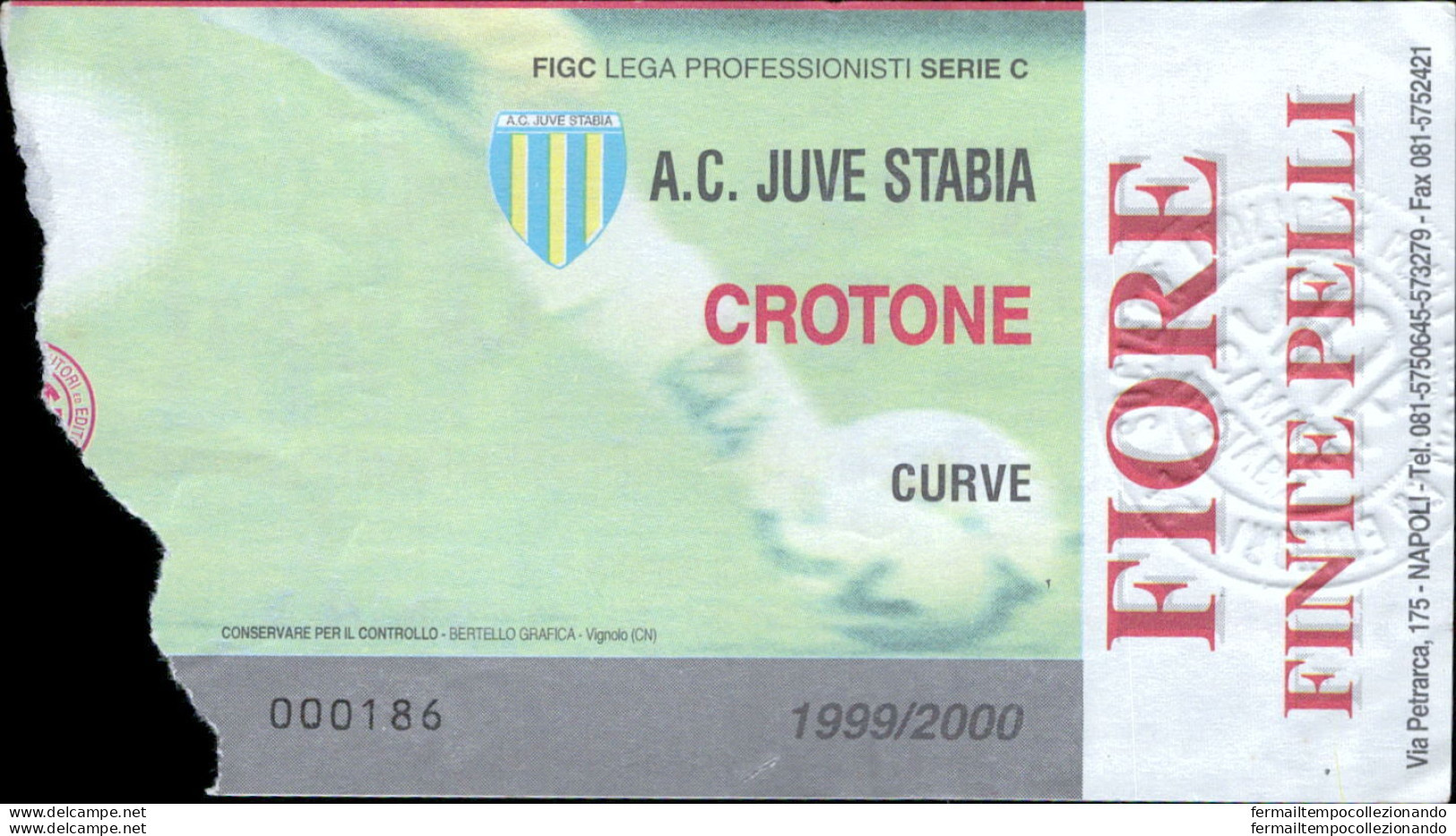 Bl97  Biglietto Calcio Ticket Juve Stabia - Crotone 1999-2000 - Biglietti D'ingresso