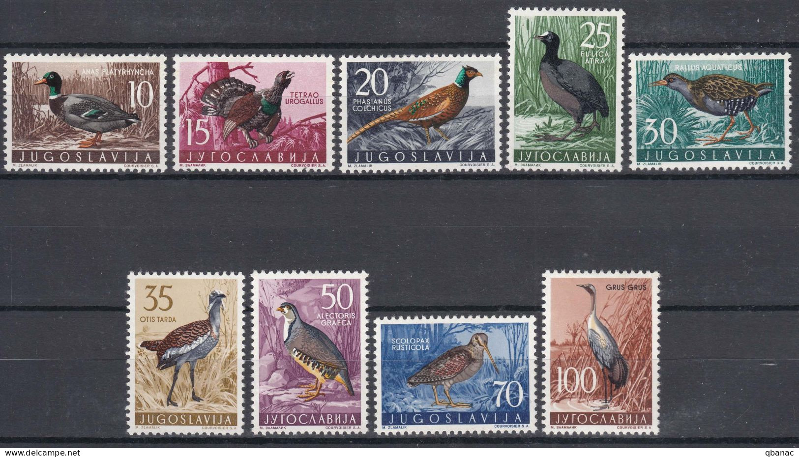Yugoslavia Republic 1958 Birds Mi#842-850 Mint Hinged - Neufs