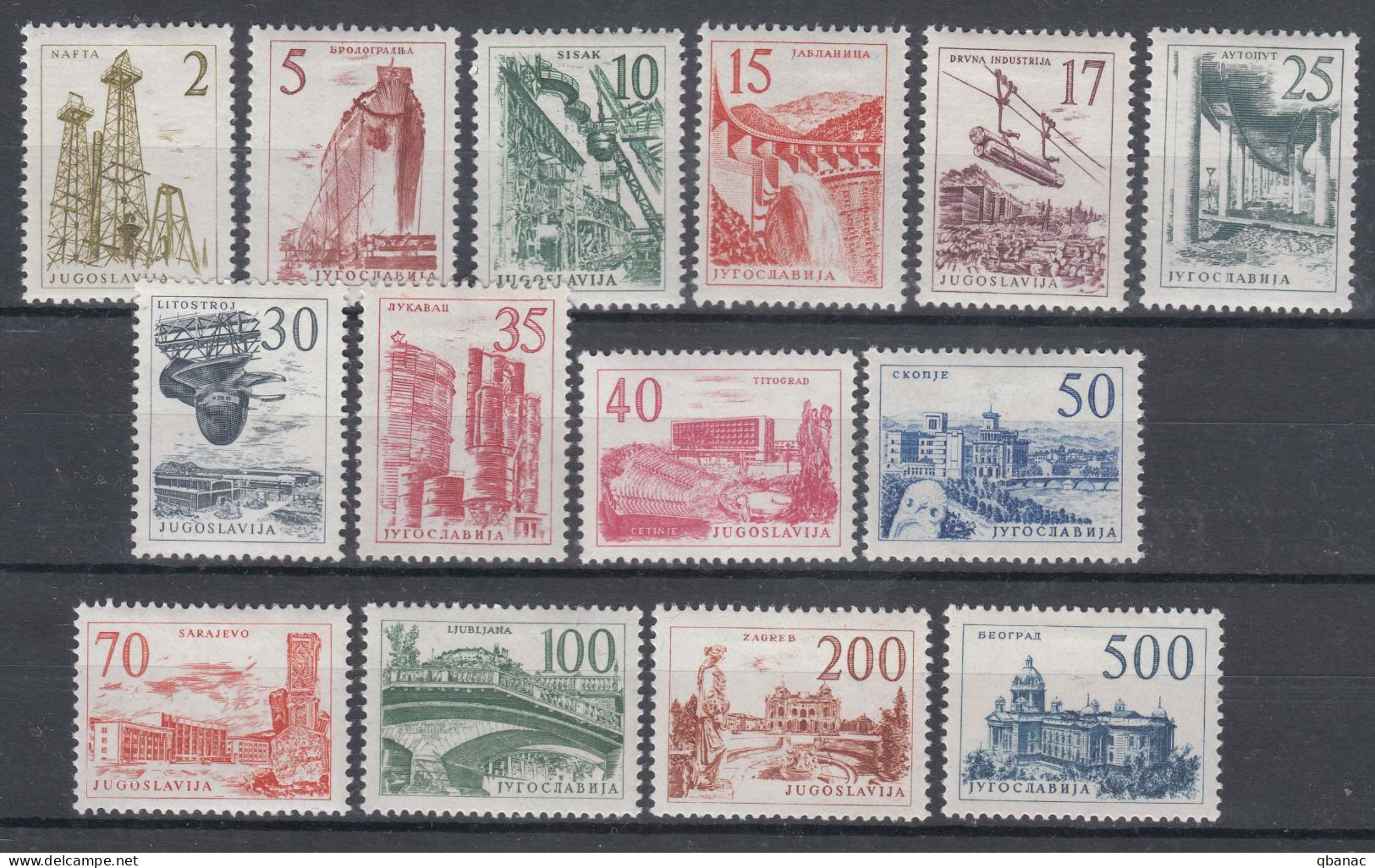 Yugoslavia Republic 1958 Industry And Architecture Set Mi#854-867 Mint Hinged - Neufs