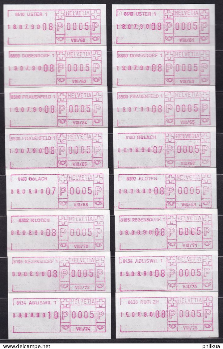 Postkreis VIII / Sammlung FraMA - Alle Verschieden - Zürich, Winterthur, Glattzentrum, Rüti, Effretikon, Kreuzlingen - Postage Meters