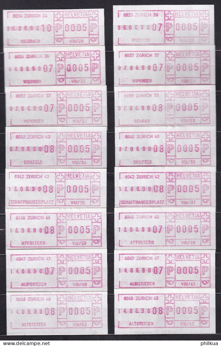 Postkreis VIII / Sammlung FraMA - Alle Verschieden - Zürich, Winterthur, Glattzentrum, Rüti, Effretikon, Kreuzlingen - Postage Meters