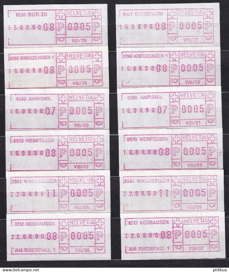 Postkreis VIII / Sammlung FraMA - Alle Verschieden - Zürich, Winterthur, Glattzentrum, Rüti, Effretikon, Kreuzlingen - Postage Meters