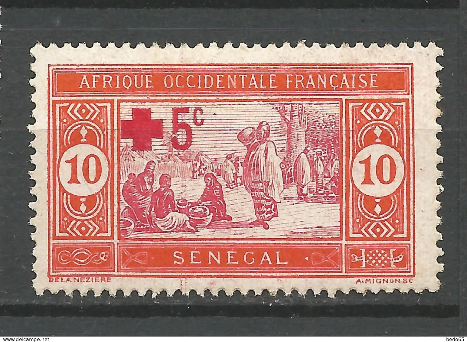 SENEGAL N° 70 Papier Couché NEUF** SANS CHARNIERE NI TRACE 2 Petit Points Roux Au Dos / Hingeless / MNH - Neufs