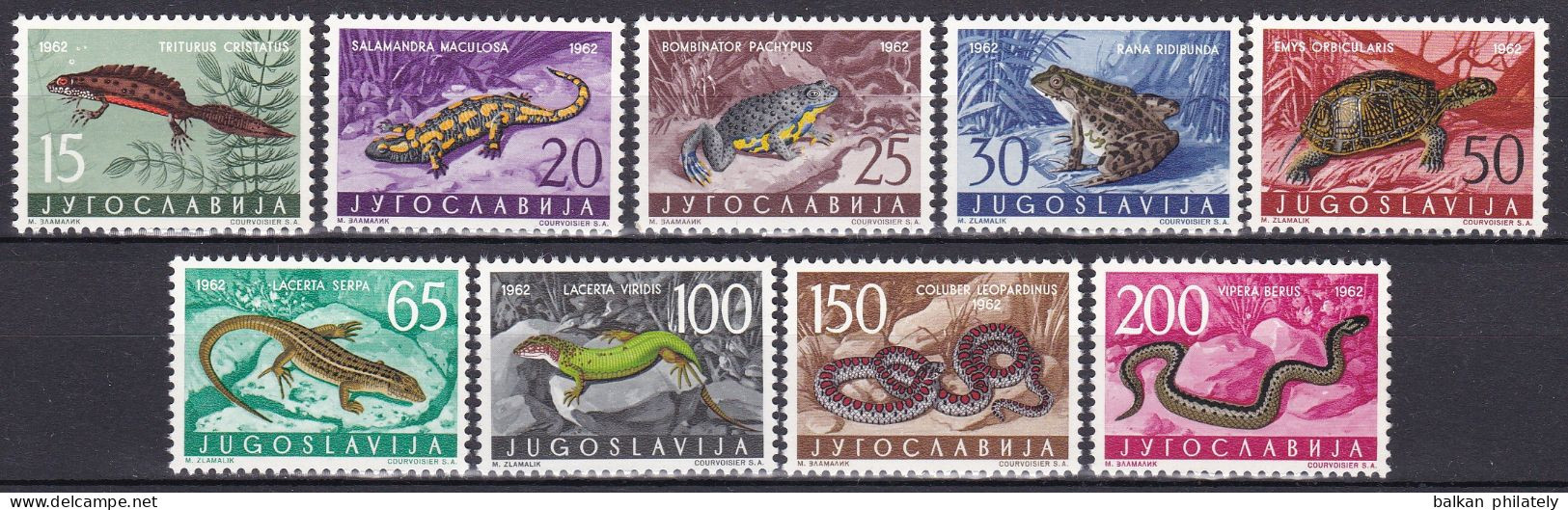 Yugoslavia 1962 Fauna Animals Reptiles Amphibians Lizards Frogs Snakes Turtles MNH - Neufs