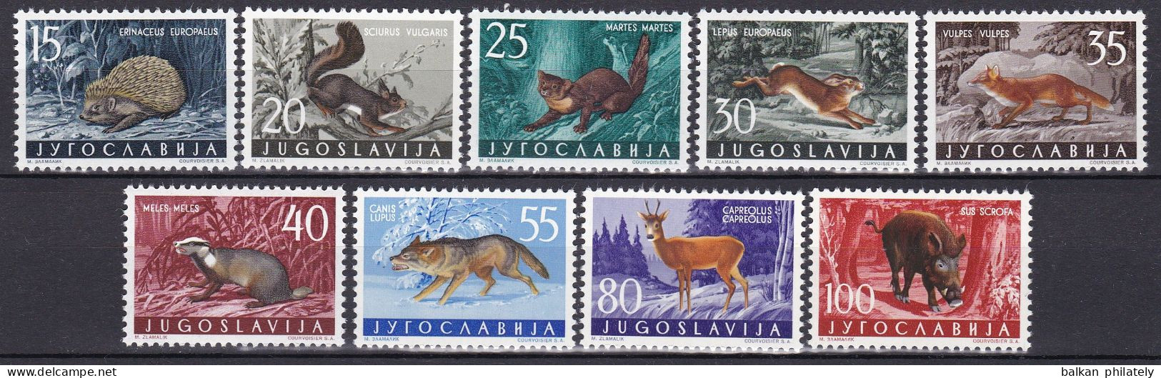 Yugoslavia 1960 Animals Fauna Hedgehog Squirrel Rabbit Fox Badger Wolf Buck Wild Boar MNH - Neufs