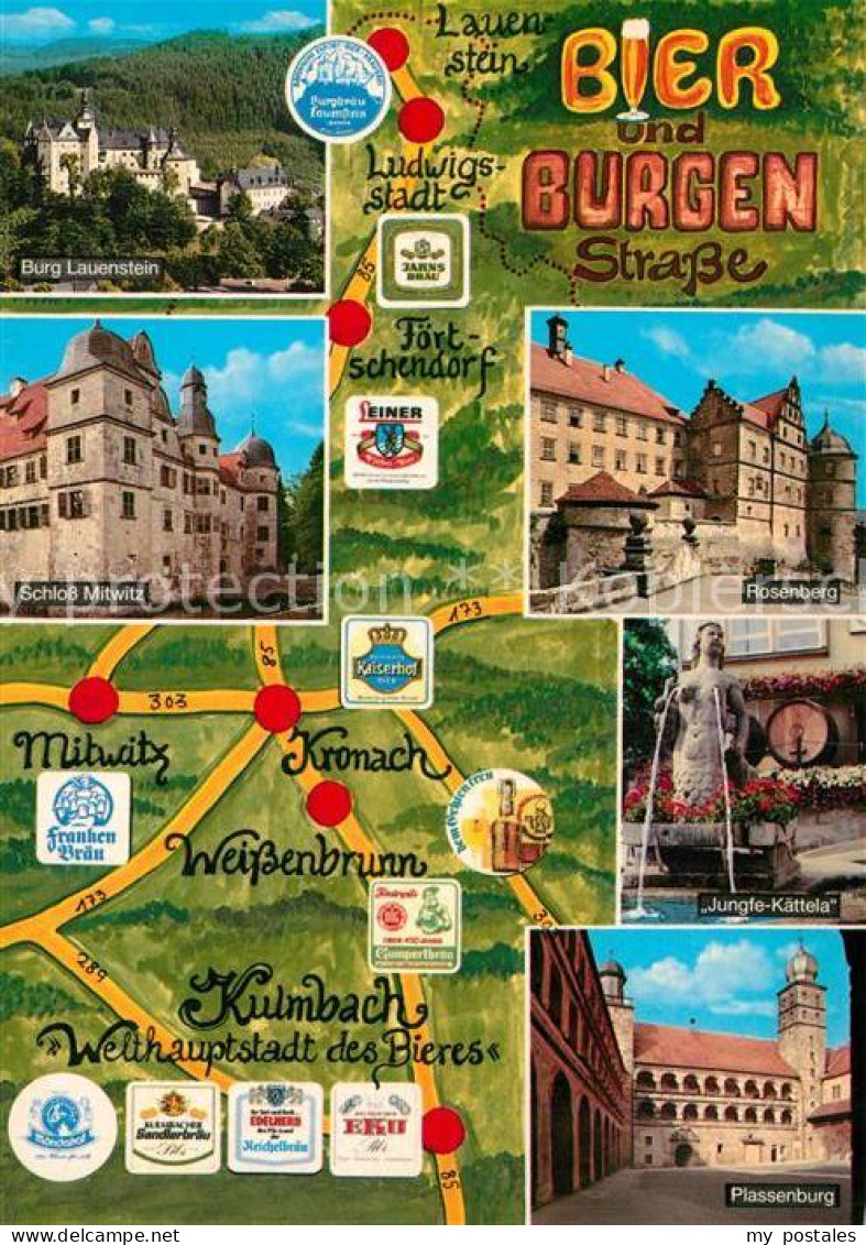 73118897 Kulmbach Bier Und Bergen Strasse Burg-Lauenstein Rosenberg Plassenburg  - Kulmbach