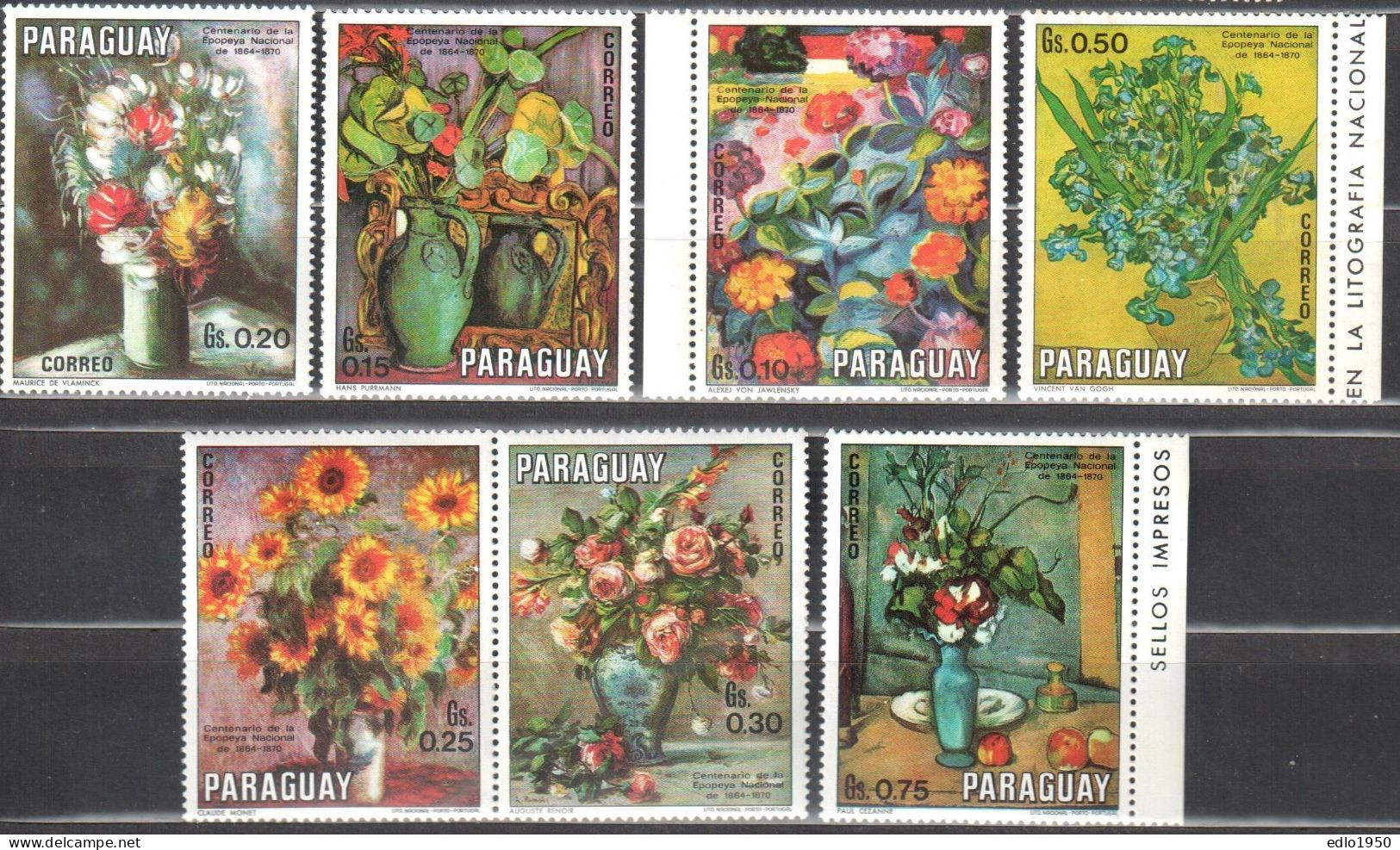 Paraguay 1970 - Flowers  Paintings Mi 2092-98 -  MNH - Nudes