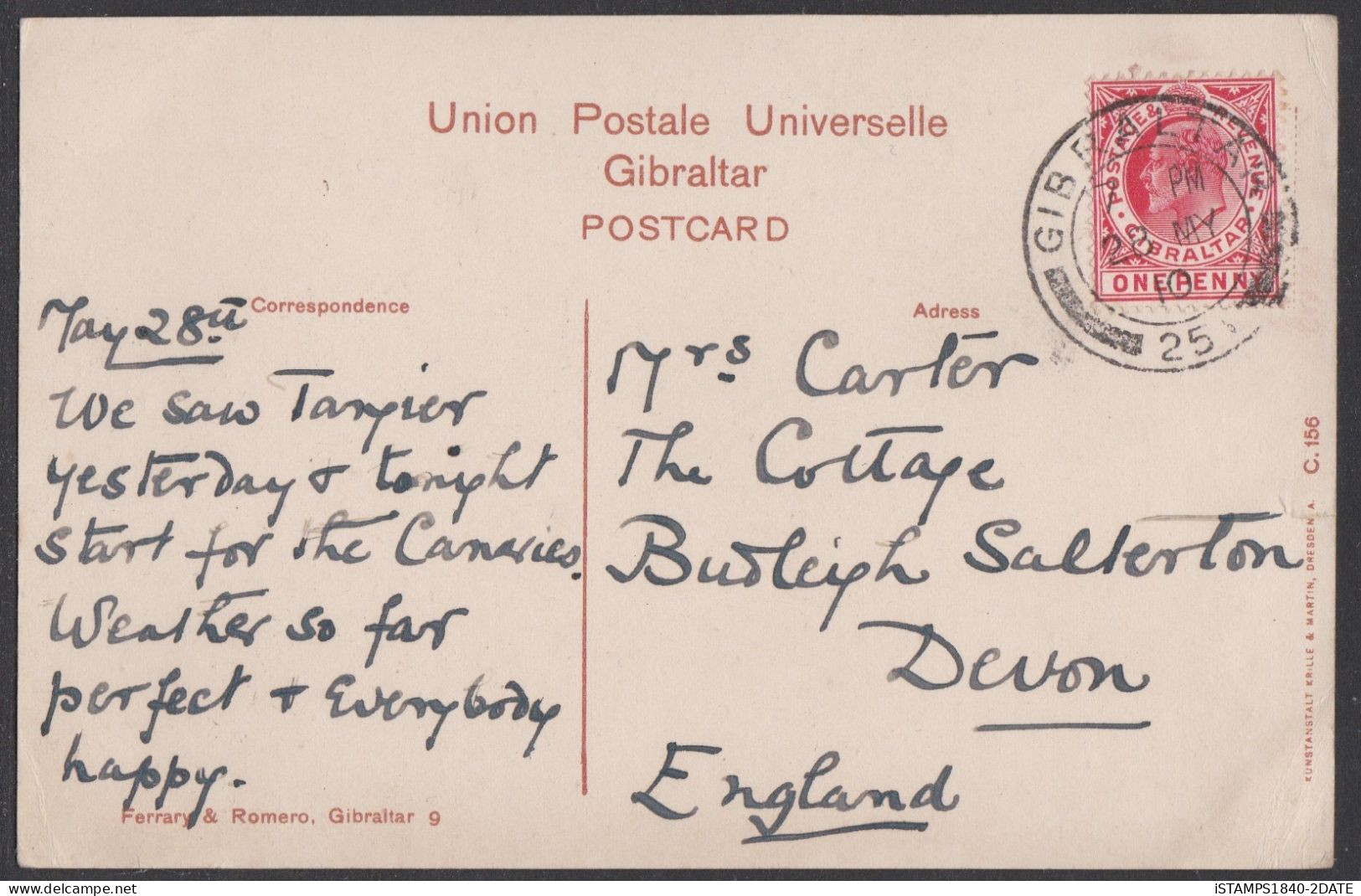 00811/  The Signal Station Gibraltar, Used 1910 Ferrary & Romero - Gibraltar