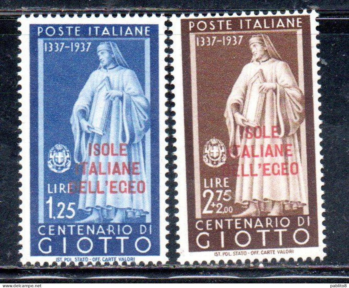 EGEO 1938 GIOTTO UOMINI ILLUSTRI SERIE COMPLETA COMPLETE SET MNH - Aegean