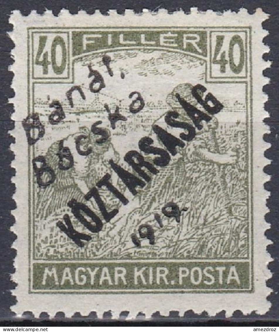 Hongrie Banat Bacska 1919 Mi 30a MH * Moissonneurs   (A8) - Banat-Bacska