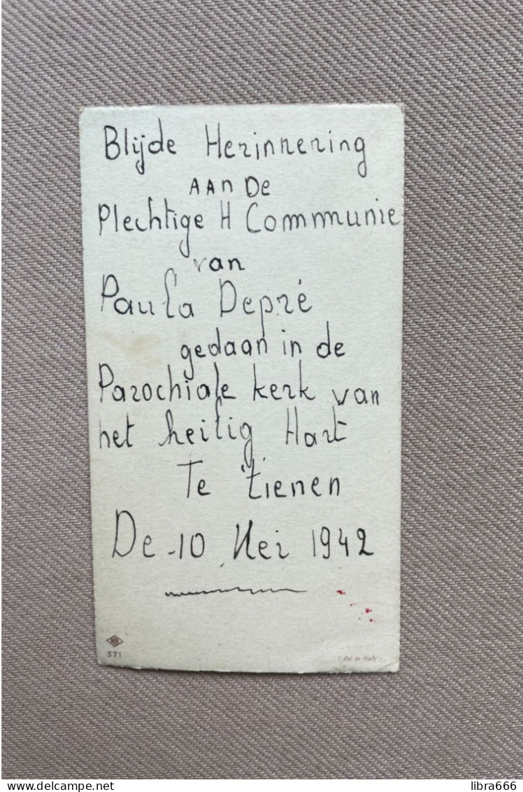 Communie - DEPRÉ Paula - 1942 - Heilig Hart - TIENEN - Kommunion Und Konfirmazion