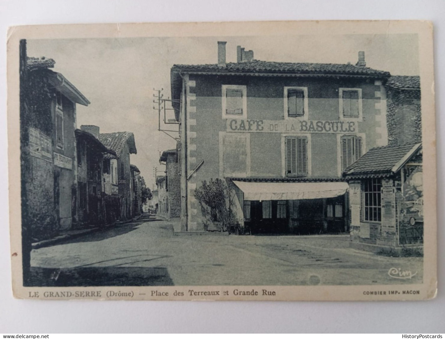 Le Grand-Serre (Drôme), Place Des Terreaux Et Grande Rue, Café De La Bascule, 1940 - Les Grands Goulets