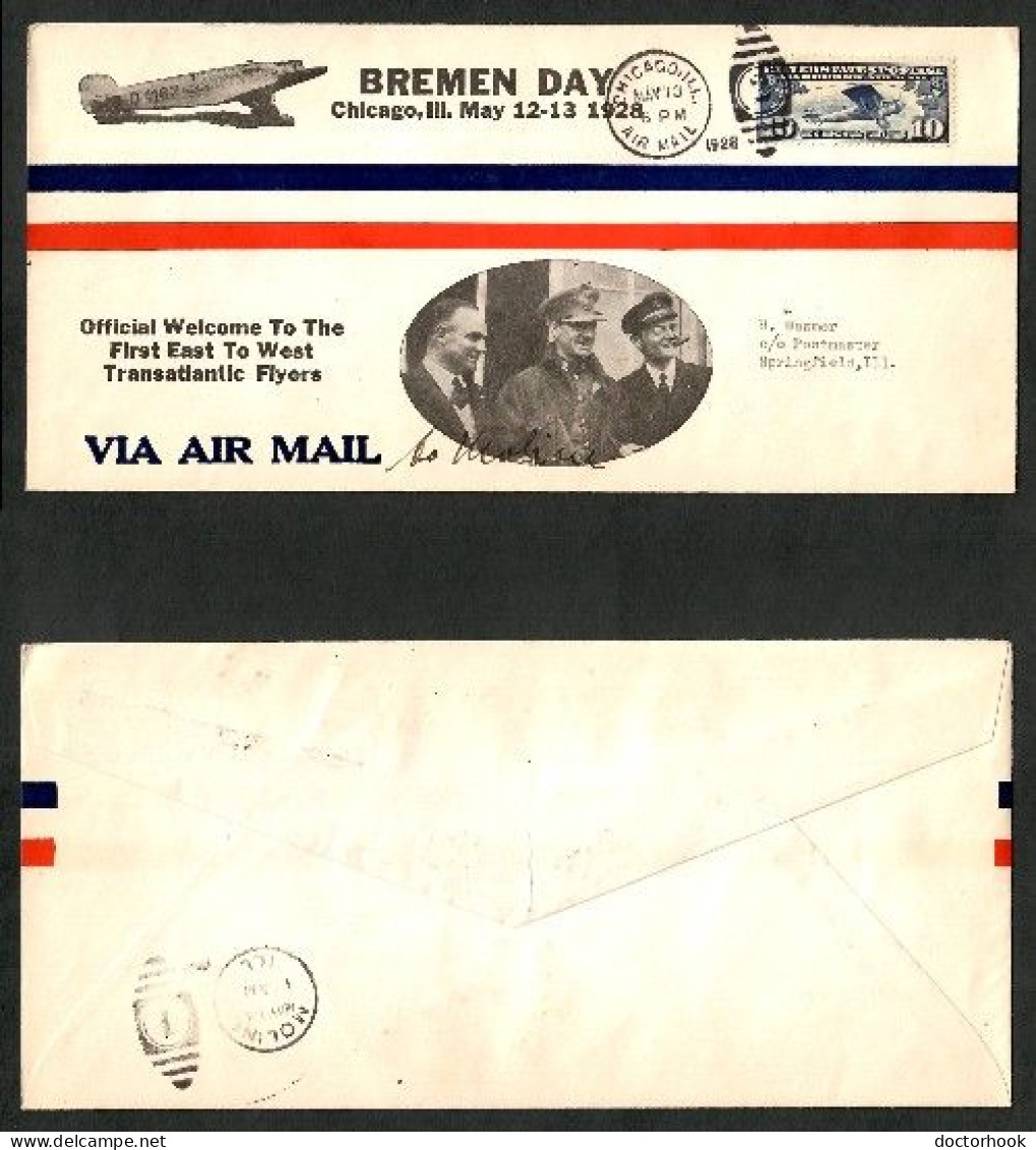 "BREMEN DAY---CHICAGO" FIRST EAST WEST FLIGHT---BREMEN FLYERS---2 COVERS (MAY12 And 13/1928) (OS-769) - Omslagen Van Evenementen