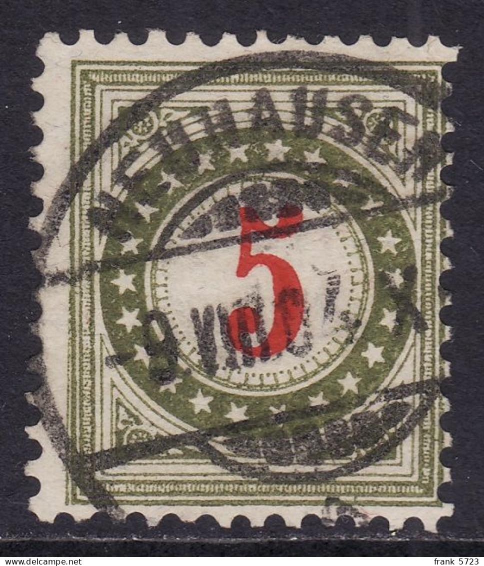 Schweiz: Portomarke SBK-Nr. 17GcK (Rahmen Hellgrünlicholiv, 1903-1905) Vollstempel NEUHAUSEN 9.VIII.04. - Taxe