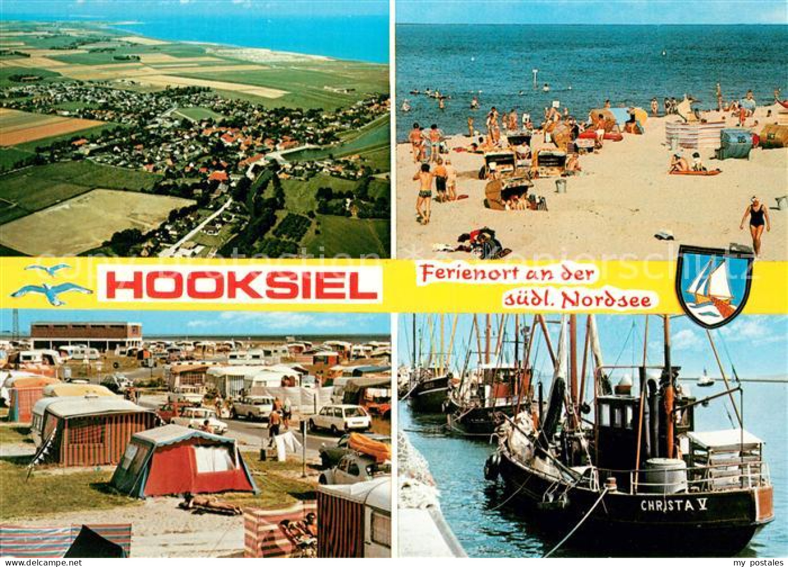73112102 Hooksiel Nordseebad Strand Boot Christa V Fliegeraufnahme Hooksiel - Wangerland