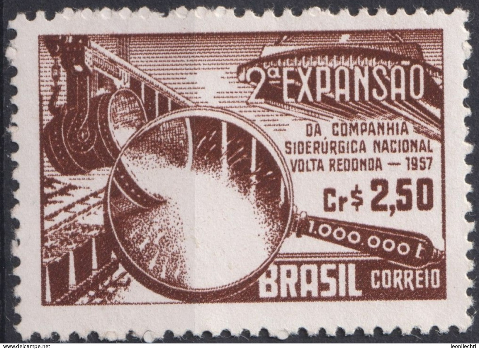 1957 Brasilien *F Mi:BR 907, Sn:BR 844, Yt:BR 626, Volta Redonda, National Steel Company's Expansion Campaign - Nuovi