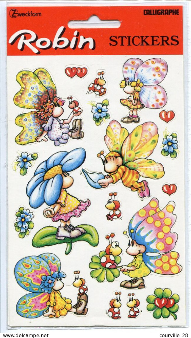 Sous Pochette Célophane Non Ouverte * ROBIN STICKERS Calligraphe * PAPILLONS FLEURS - Tiere