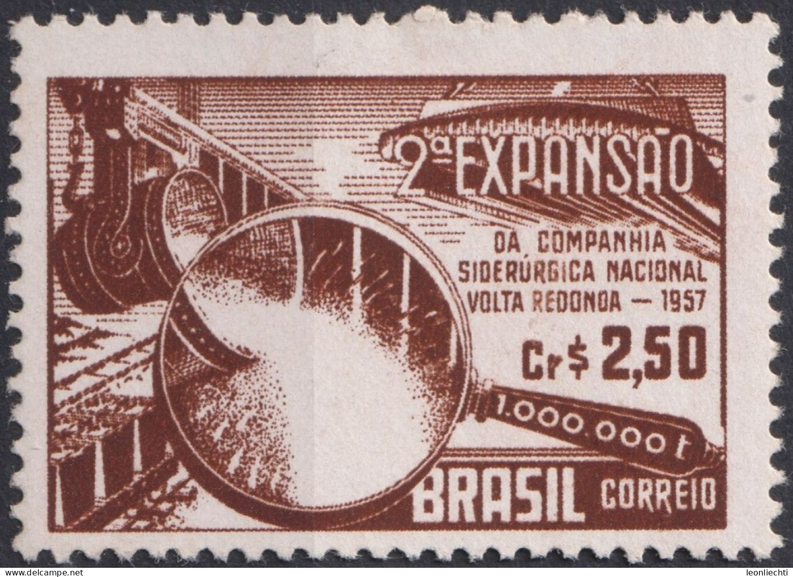 1957 Brasilien ** Mi:BR 907, Sn:BR 844, Yt:BR 626, Volta Redonda, National Steel Company's Expansion Campaign - Neufs