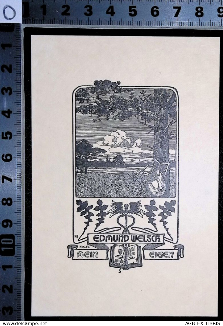 EX LIBRIS HERMANN HIRZEL Per EDMUND WELSCH L26-F02 MEIN EIGEN - Exlibris