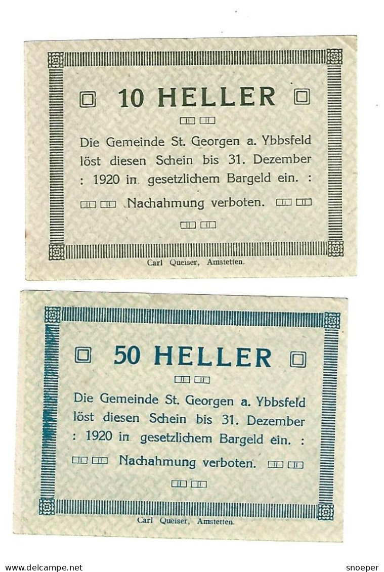**Austria Notgeld St Georgen Am Ybbsfelde Serie 10+50 Heller 885.2 - Oesterreich