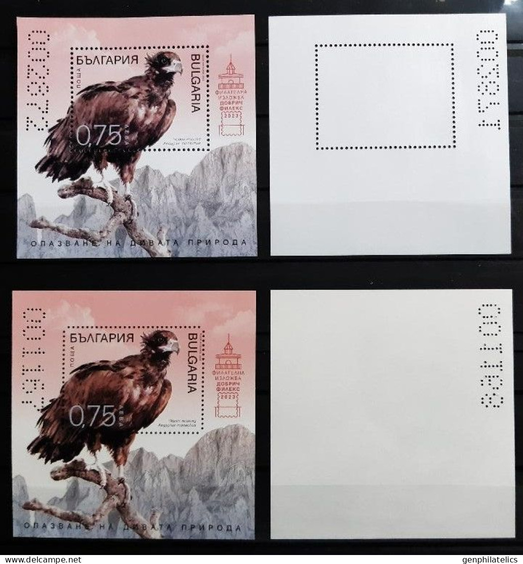 BULGARIA 2023 FAUNA Animals. Birds VULTURE (limited) - Fine 2 S/S (perf. + Imperf.) MNH - Neufs