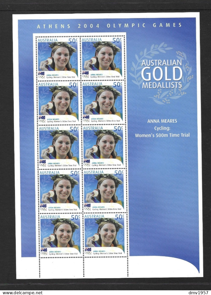 Australia 2004 MNH Australian Gold Medallists Sg 2413 Anna Meares Sheetlet - Mint Stamps