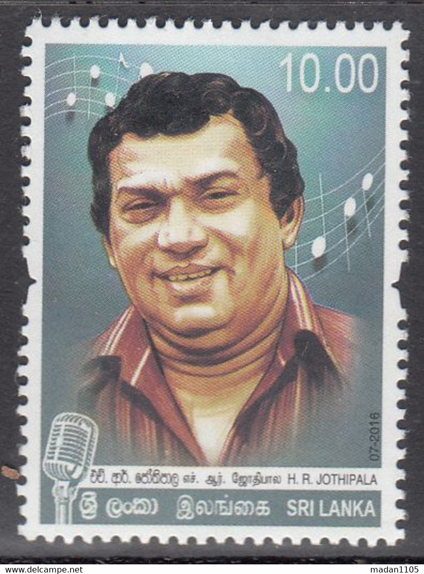 SRI LANKA, 2016, The 80th Anniversary Of The Birth Of Hettiarachchige Reginald Jothipala, 1936-1987, 1 V,  MNH,  (**) - Sri Lanka (Ceylon) (1948-...)