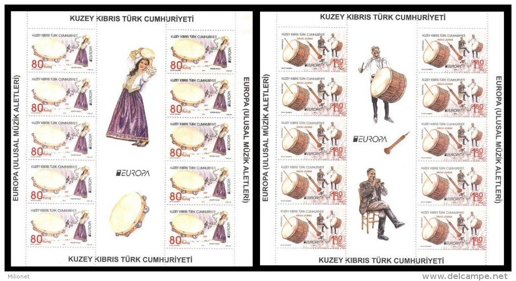 SALE! CHIPRE TURCO TURKISH CYPRUS CHYPRE TURQUE ZYPERN TÜRK 2014 EUROPA CEPT MUSIC INSTRUMENTS 2 Sheetlets Of 10 MNH ** - 2014