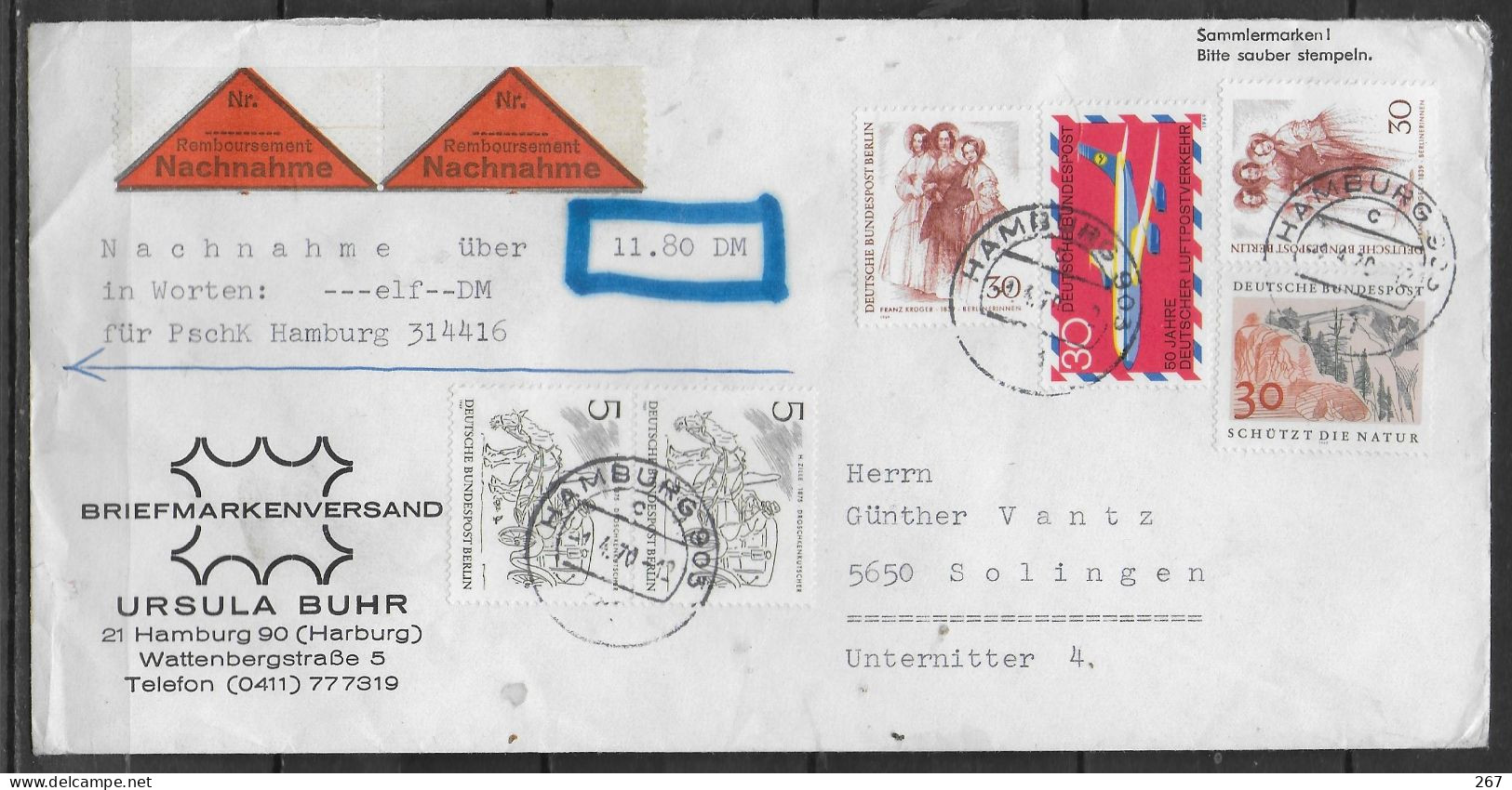 ALLEMAGNE BERLIN  Lettre 1970 Berlin Au XIXe Siècle Avions - Brieven En Documenten