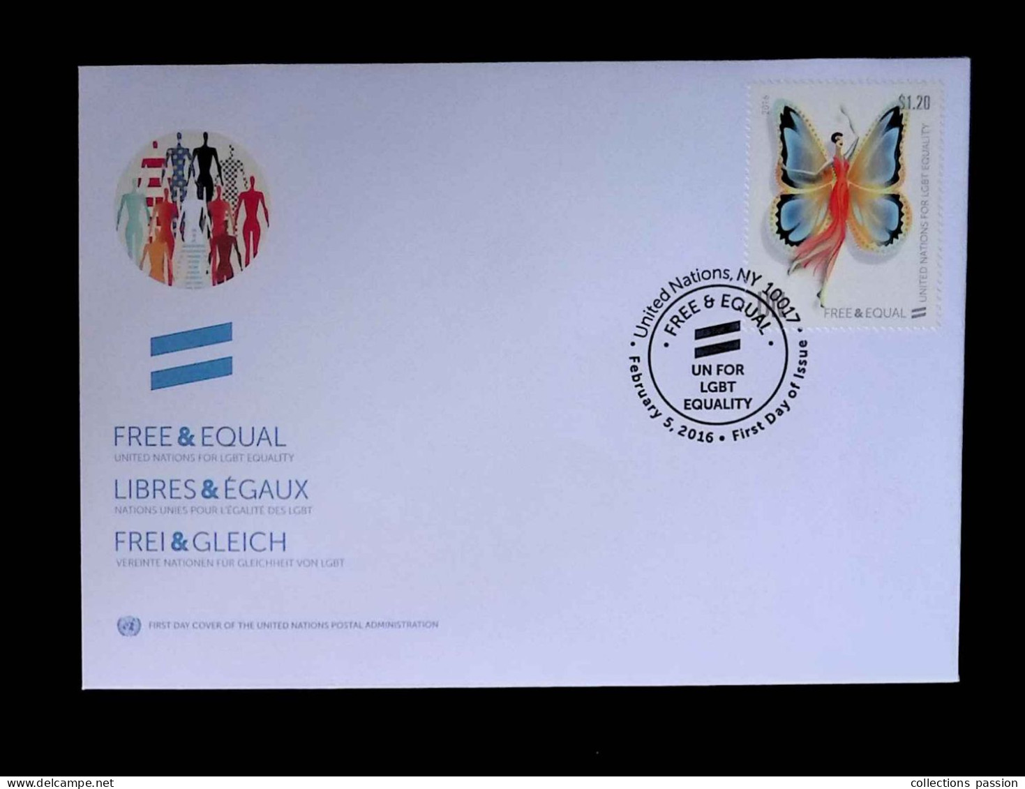 CL, FDC, 1 Er Jour, United Nations, NY 10017, February 5, 2016, Free & Equal, UN For LGBT Equality - FDC