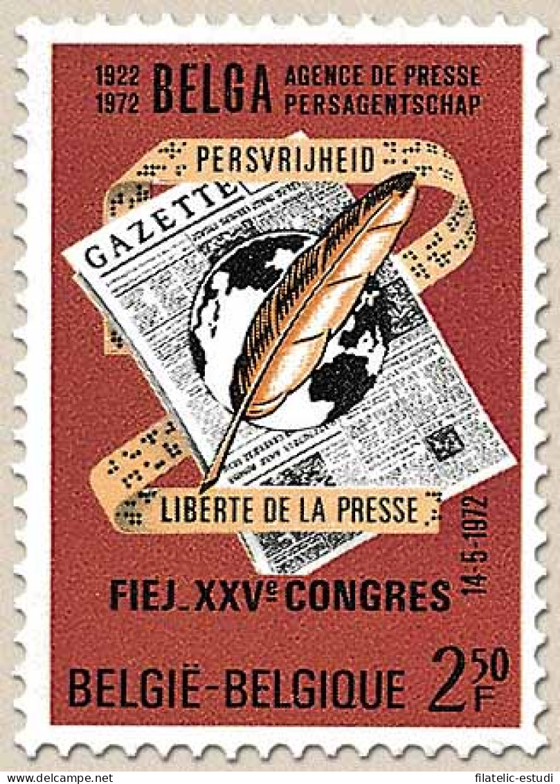 Bélgica - 1625 - 1972 50º Aniv. Agencia Presse 25º Congreso Periodístico Bruse - Autres & Non Classés