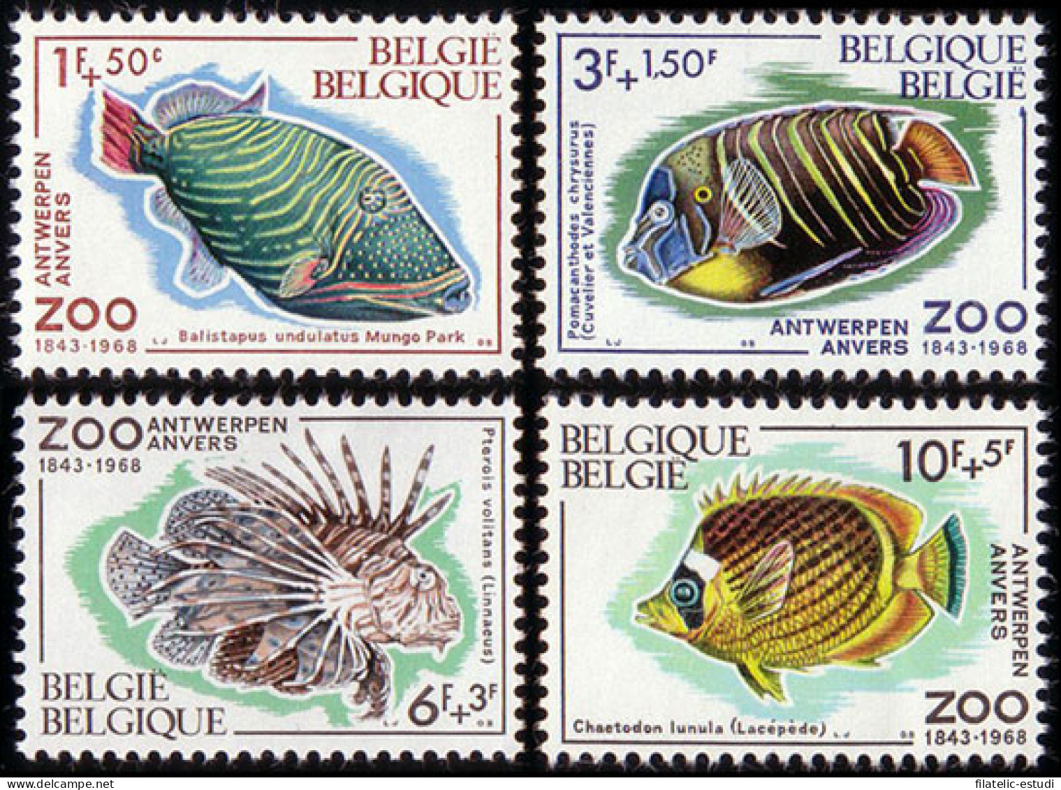 Bélgica - 1470/73 - 1968 125º Aniv. Del Zoo De Amberes Fauna Peces Lujo - Otros & Sin Clasificación