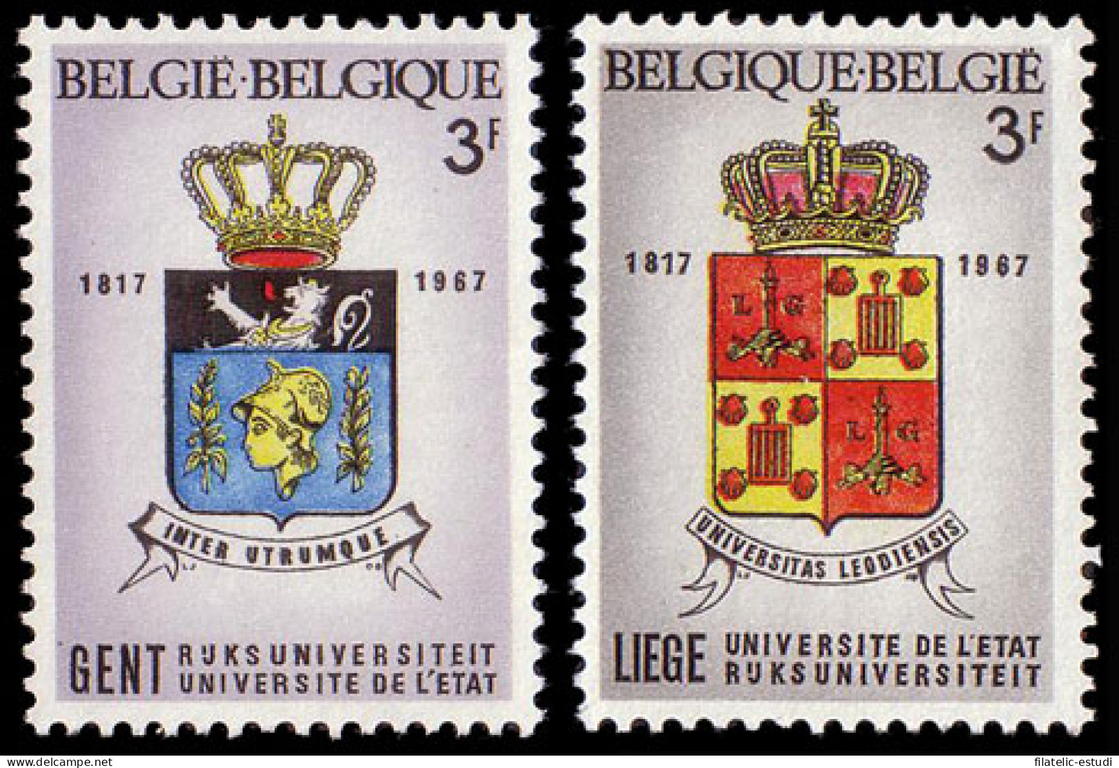 Bélgica - 1433/34 - 1967 150º Aniv. De Las Universidades De Lieja Y Gante Escu - Andere & Zonder Classificatie