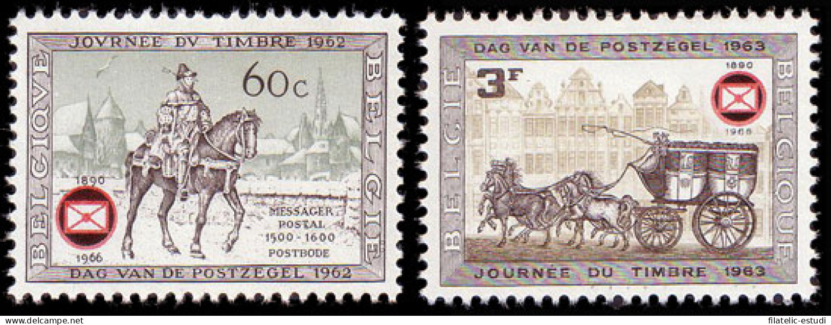 Bélgica Belgium  Nº 1395/96  1966  75º Aniv. Fed. Filatélicas Carruajes Caball - Sonstige & Ohne Zuordnung